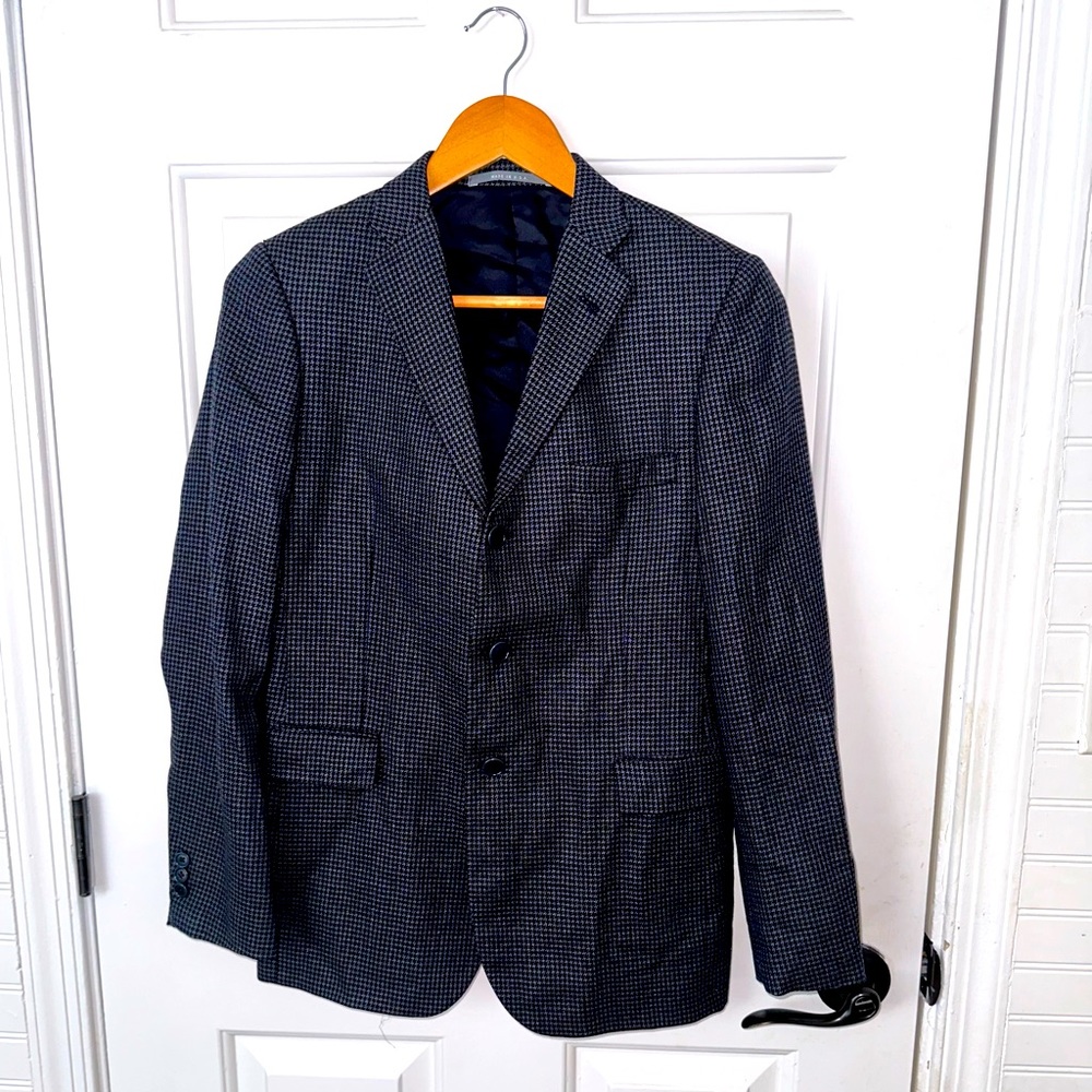 Vintage hickory Freeman  Silk and Wool pin Striped Dark Blue Blazer Made USA